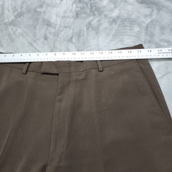 Kenneth Cole Reaction Pants Mens 36X34 Brown Micro Polyester Straight Leg Office - Picture 5 of 9